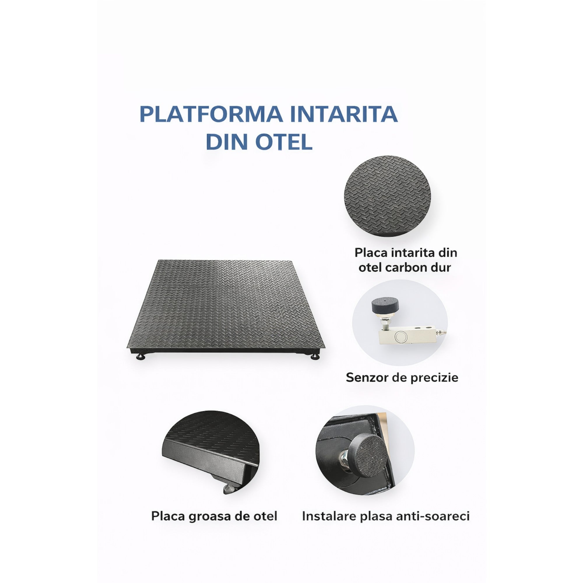 Cantar electronic platforma 3000 kg 120x120cm tabla striata 5mm 4 celule