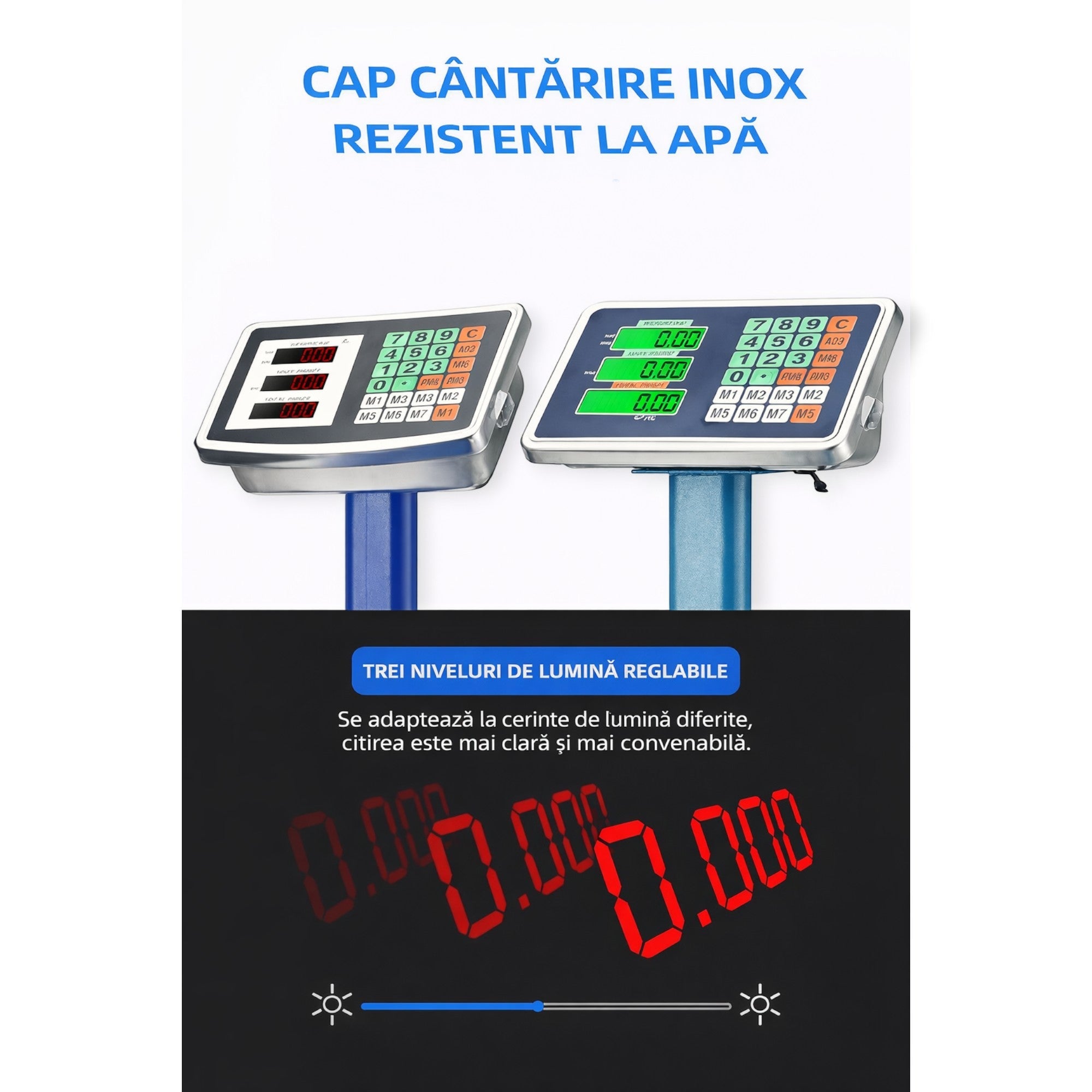 Cantar electronic cu platforma 700 kg, brat rabatabil, afisaj LCD, baterie interna