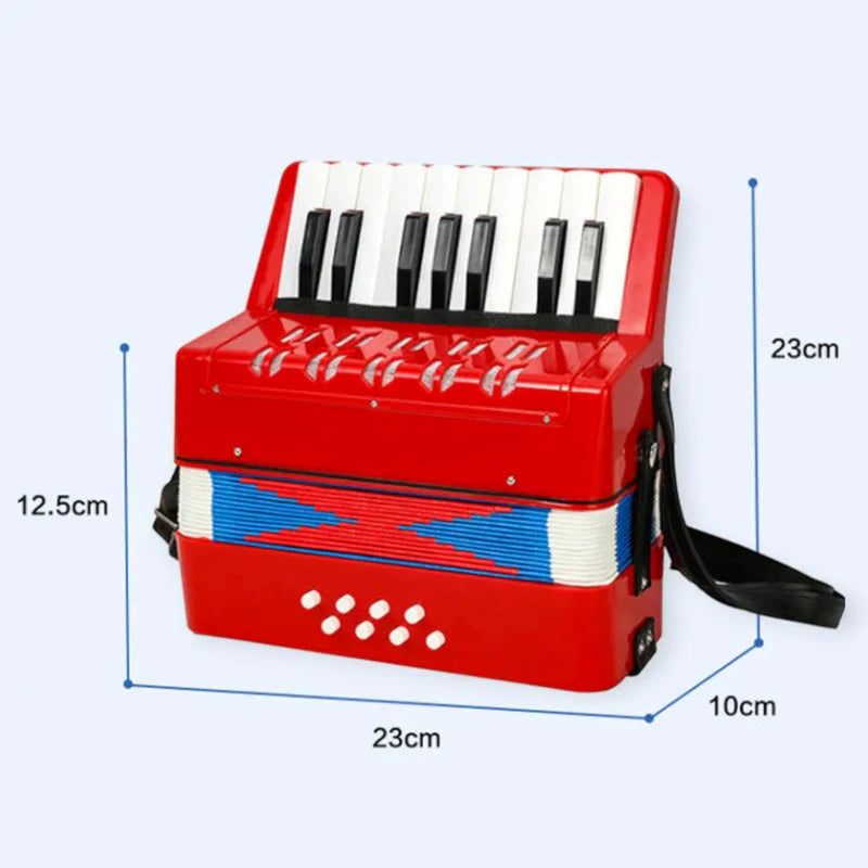 Acordeon pentru incepatori si copii, 17 clape, 8 butoane bass, 30 cm