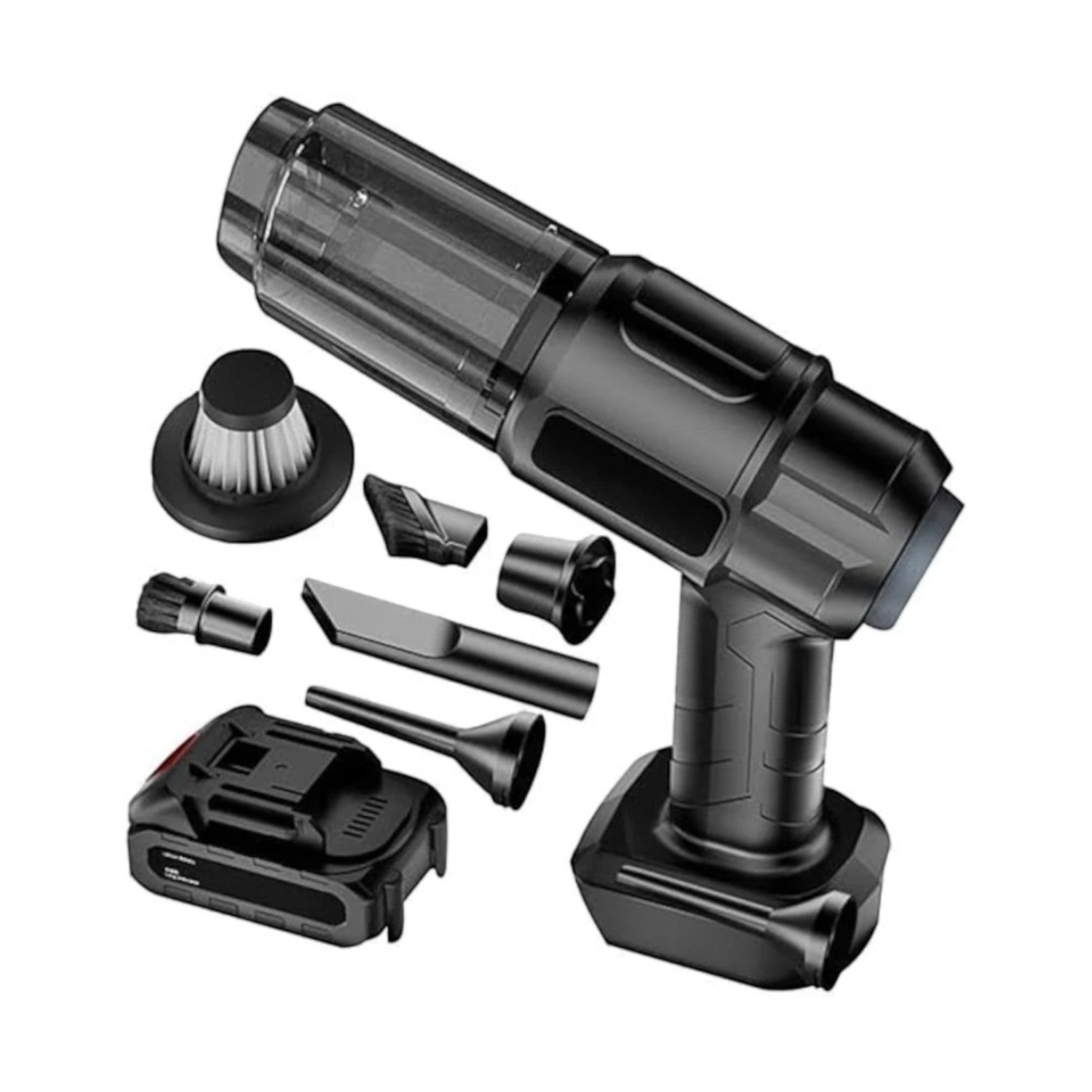 Aspirator si suflanta portabila 4 in 1, 2 acumulatori 48V 8mAh, 9000 mAh, 6 duze incluse