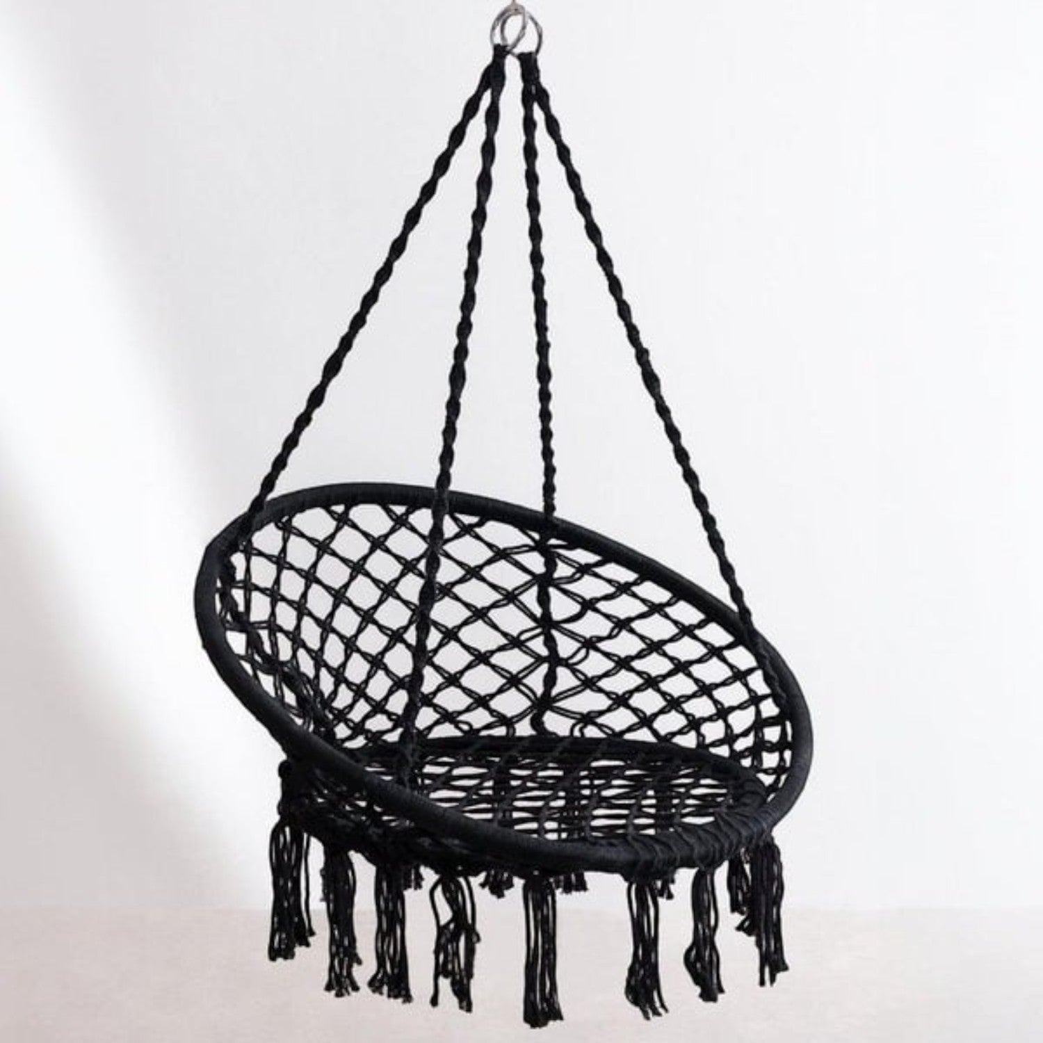 Leagan/balansoar suspendat tip scaun/hamac, diametru 80 cm, sarcina maxima 120kg, cadru metalic, pentru casa, gradina si veranda