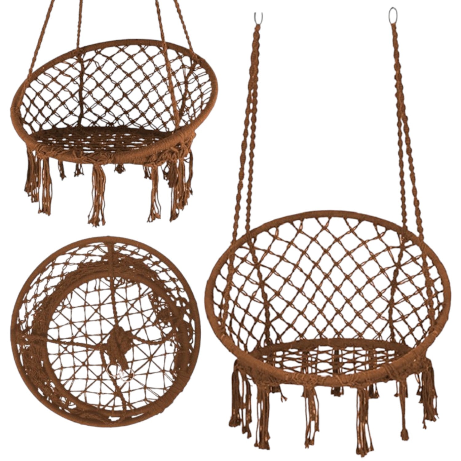 Leagan/balansoar suspendat tip scaun/hamac, diametru 80 cm, sarcina maxima 120kg, cadru metalic, pentru casa, gradina si veranda