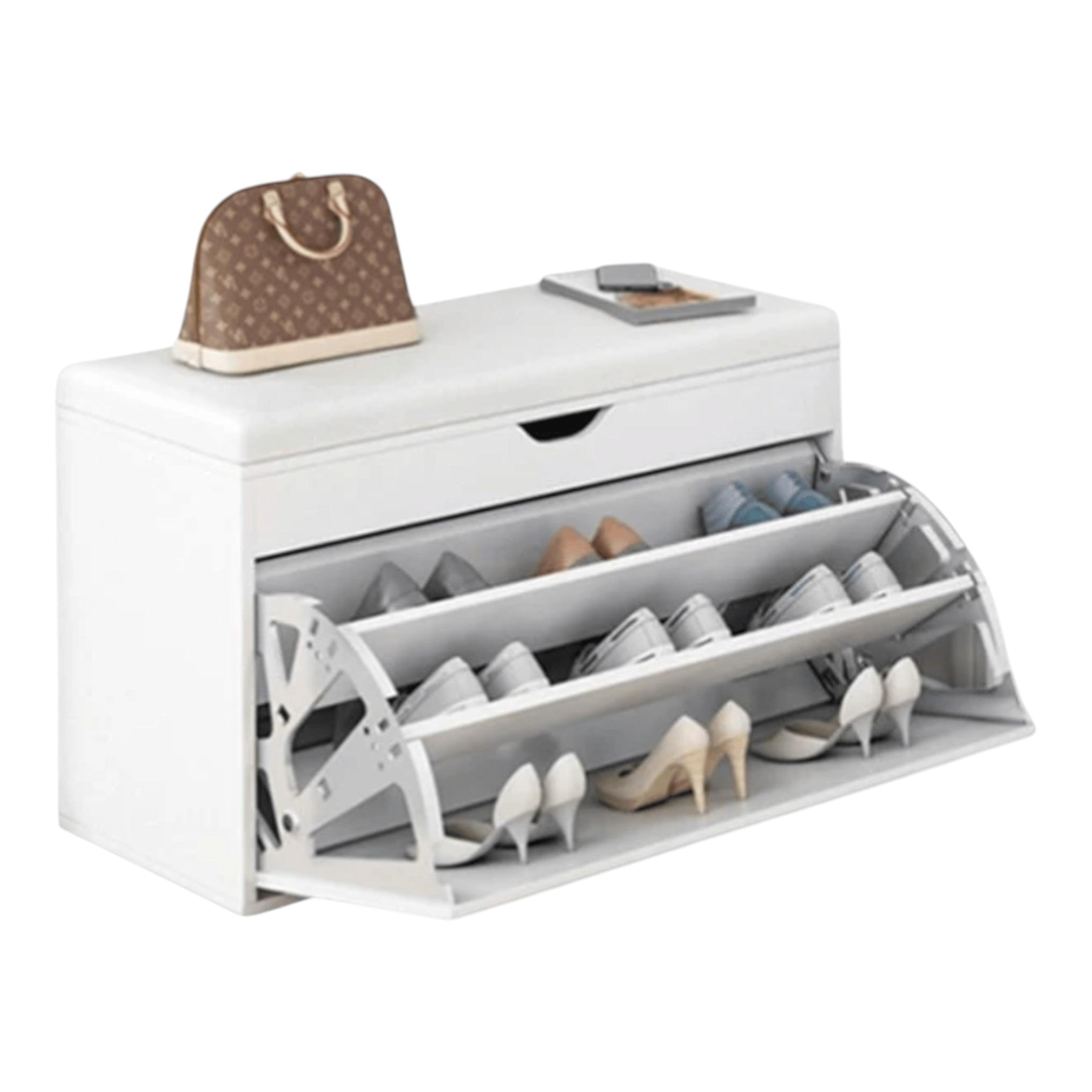 Dulap pentru pantofi tip bancheta, 6 rafturi, 100x34x50 cm, PAL melaminat