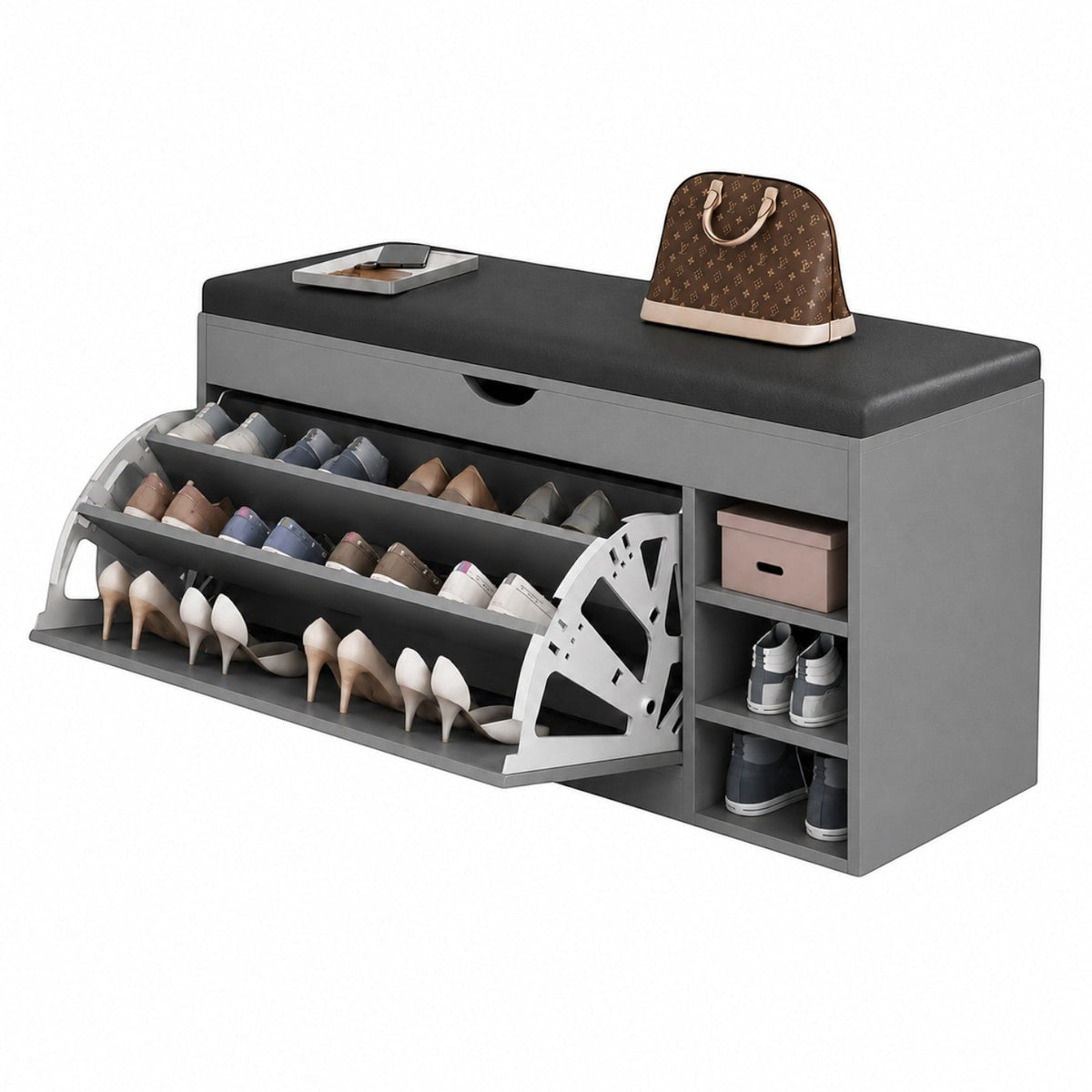 Dulap pentru pantofi tip bancheta, 6 rafturi, 100x34x50 cm, PAL melaminat