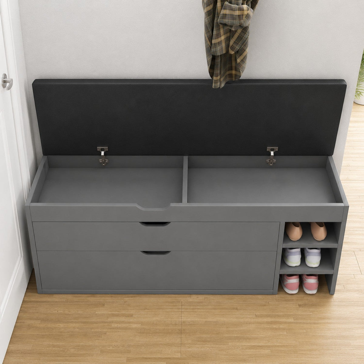 Dulap pentru pantofi tip bancheta, 6 rafturi, 100x34x50 cm, PAL melaminat