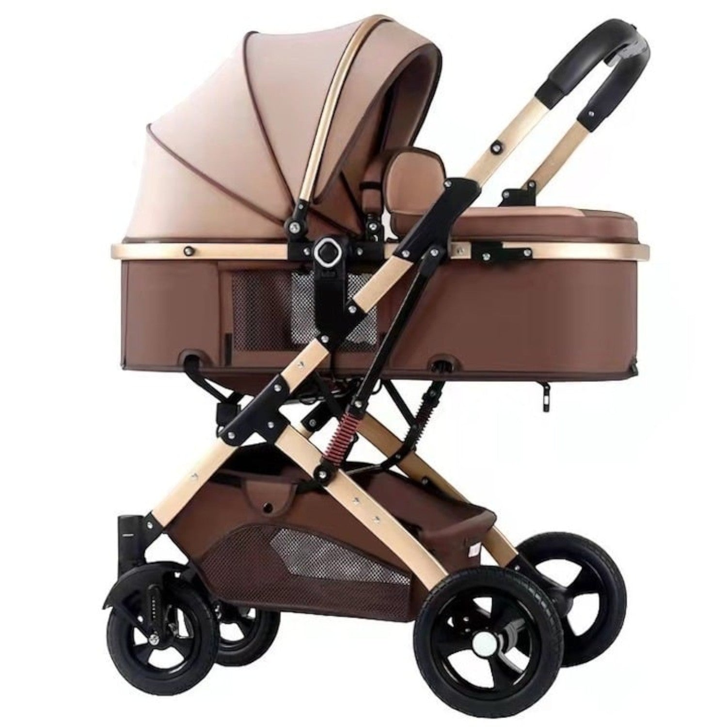 Carucior 2 in 1 pliabil, landou-sport, cu suspensii, 0-36 luni, 25 kg, roti cauciuc, cos depozitare