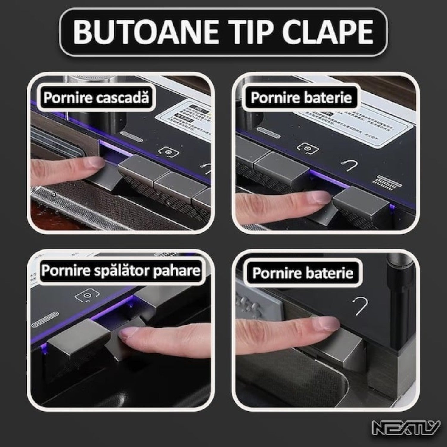 Chiuveta multifunctionala cu 2 cascade, afisaj digital, accesorii incluse, 750x460 mm, negru grafit
