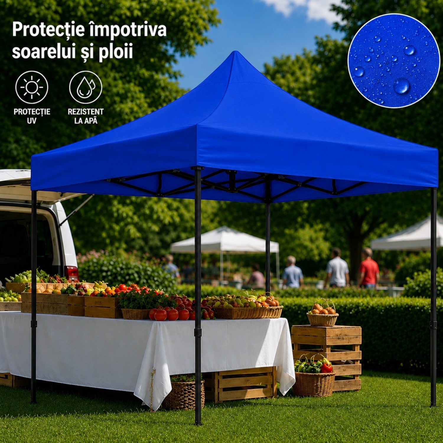 Cort pavilion 3x3m pliabil, cadru metalic, panza impermeabila