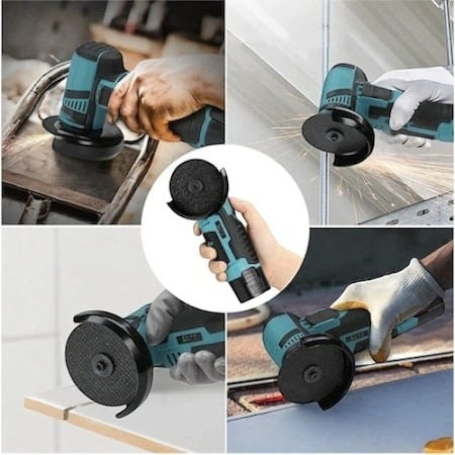 Mini polizor unghiular 750W, 48V 8.0Ah, 19500 rpm, 6 discuri incluse, soft start, Verde/Negru