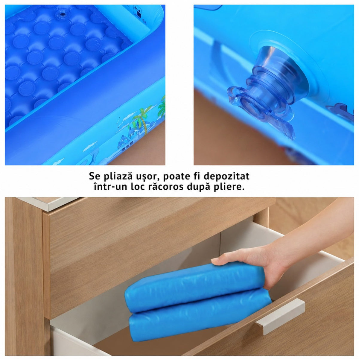 Piscina gonflabila XXL din PVC rezistent, 290x172x54 cm, 3 inele, design tropical, pentru curte si gradina