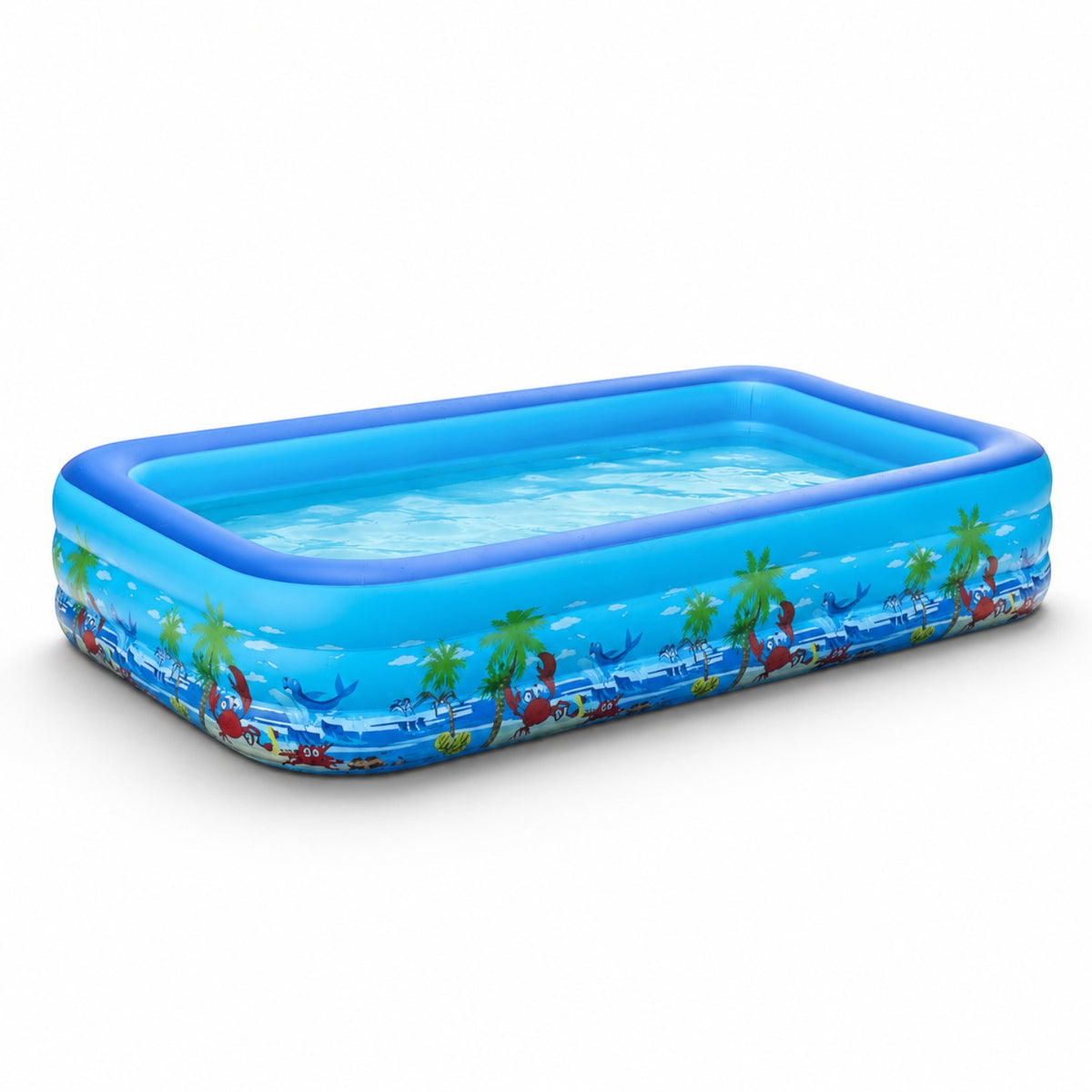 Piscina gonflabila XXL din PVC rezistent, 290x172x54 cm, 3 inele, design tropical, pentru curte si gradina