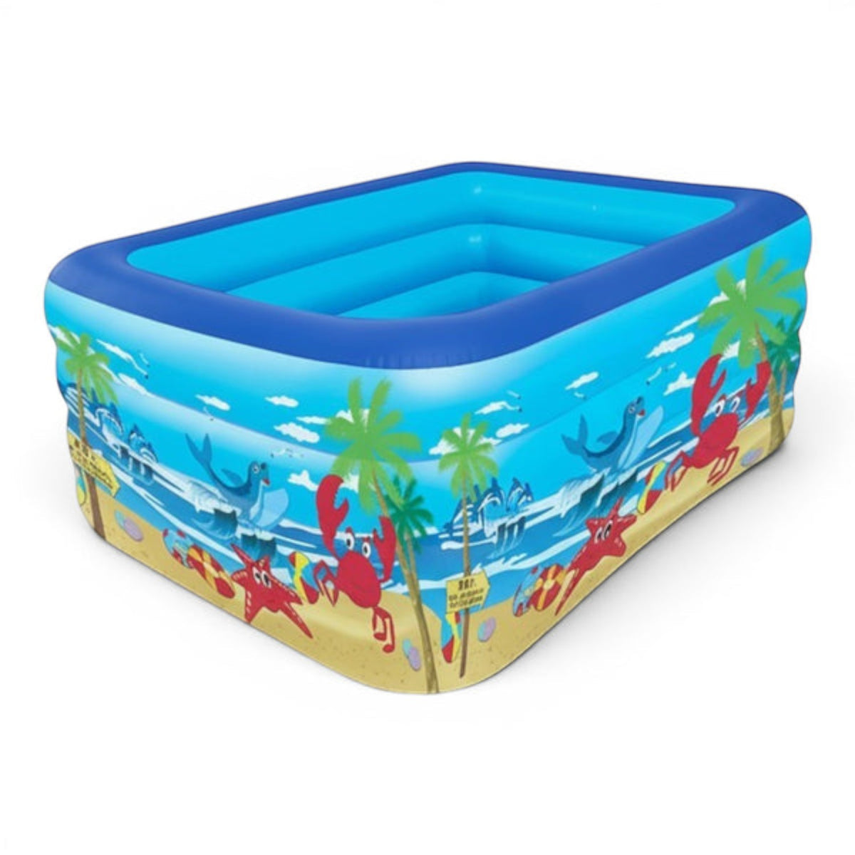 Piscina gonflabila din PVC rezistent, 150x102x50 cm, 3 inele, design tropical, pentru gradina si terasa