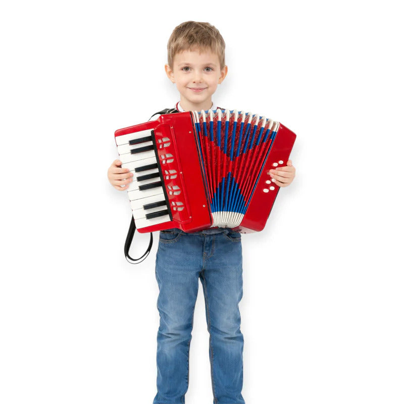 Acordeon pentru incepatori si copii, 17 clape, 8 butoane bass, 30 cm