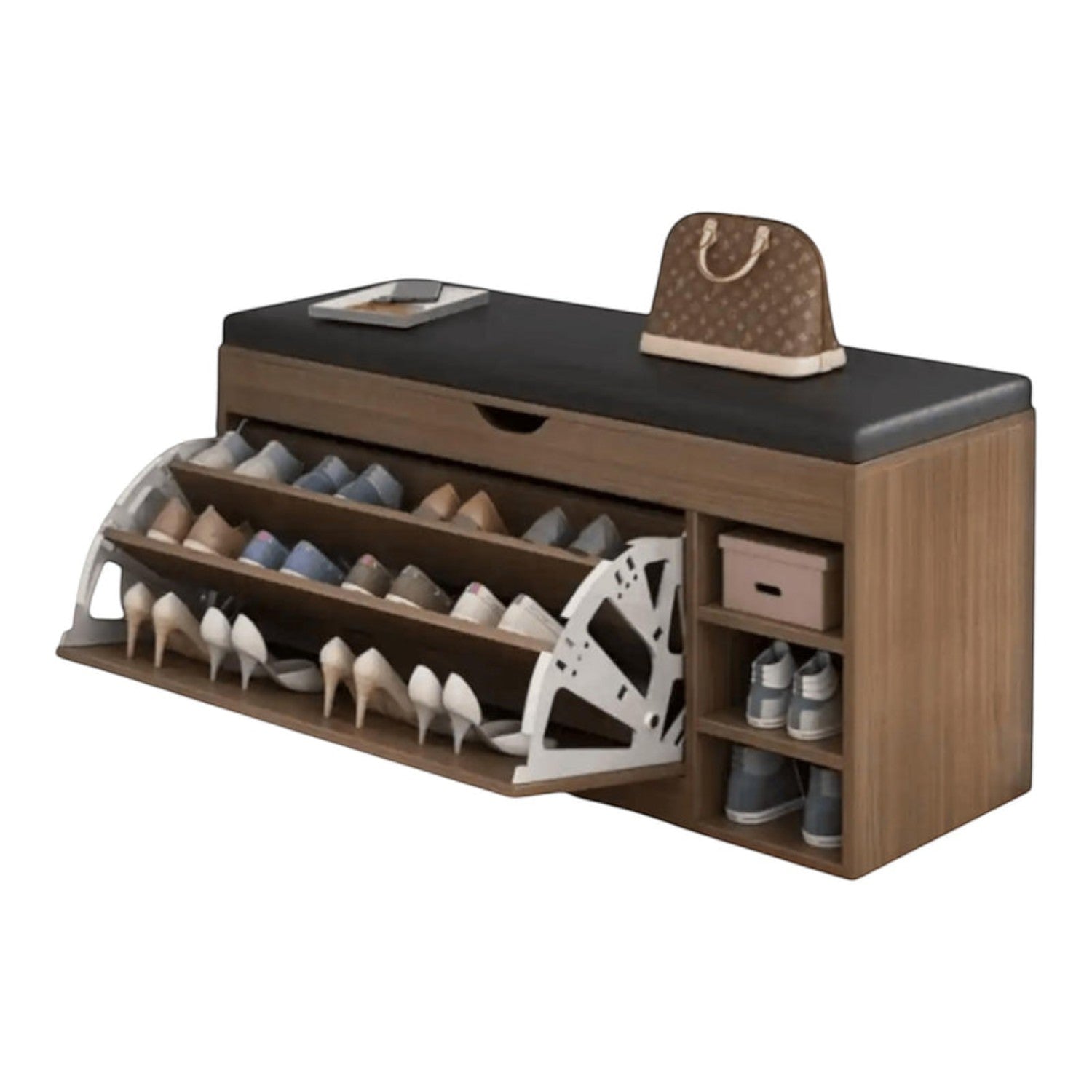 Dulap pentru pantofi tip bancheta, 6 rafturi, 100x34x50 cm, PAL melaminat