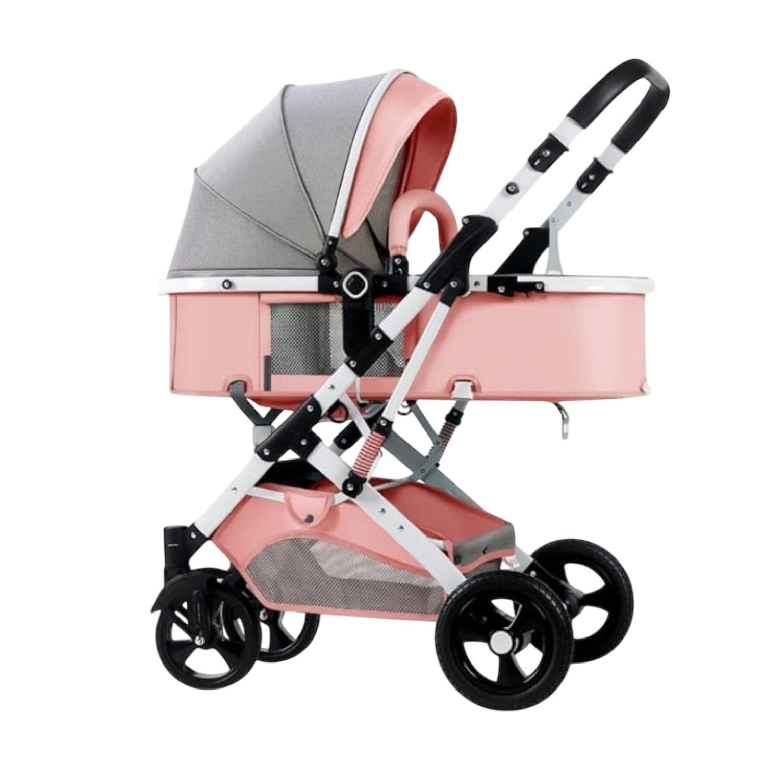 Carucior 2 in 1 pliabil, landou-sport, cu suspensii, 0-36 luni, 25 kg, roti cauciuc, cos depozitare