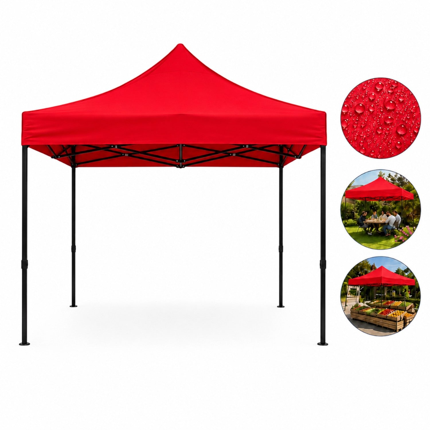 Cort pavilion 3x3m pliabil, cadru metalic, panza impermeabila