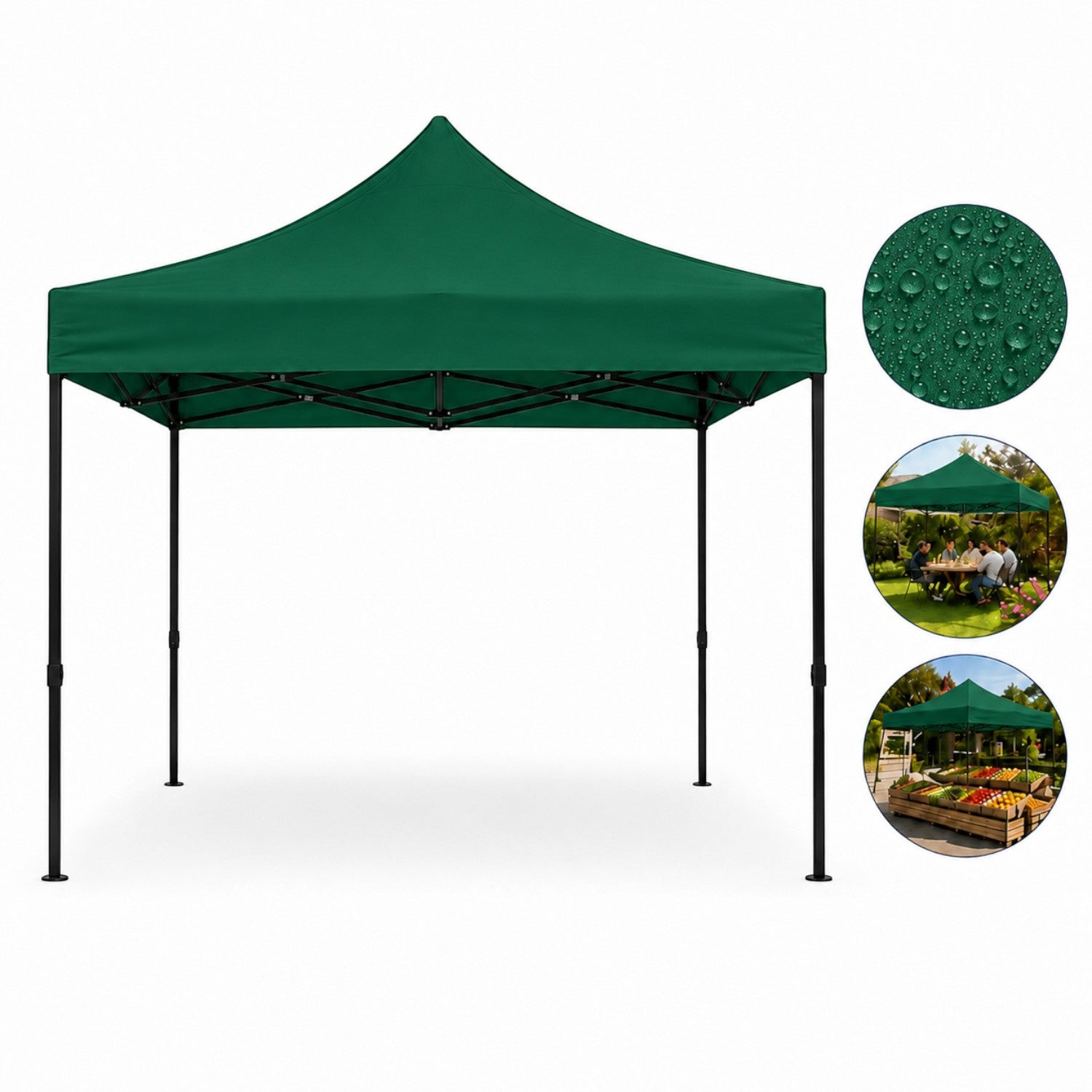 Cort pavilion 3x3m pliabil, cadru metalic, panza impermeabila