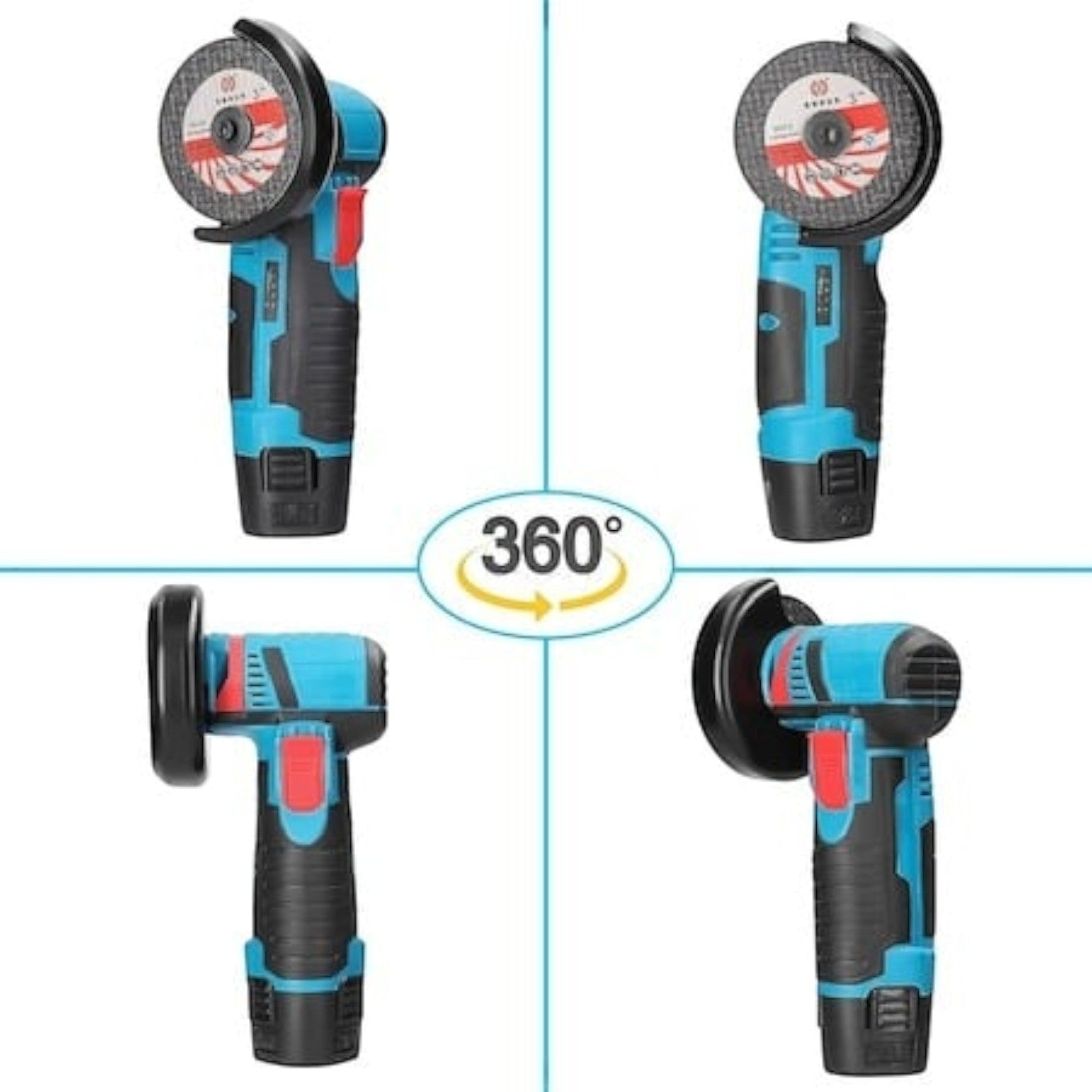 Mini polizor unghiular 750W, 48V 8.0Ah, 19500 rpm, 6 discuri incluse, soft start, Verde/Negru