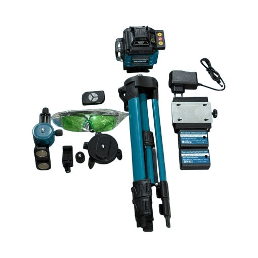 Nivela Laser Profesională OKBOONS 4D 16 Linii 360° cu Linii Verzi - 2 Baterii Li-ion, Telecomandă + Trepied, Servietă Transport