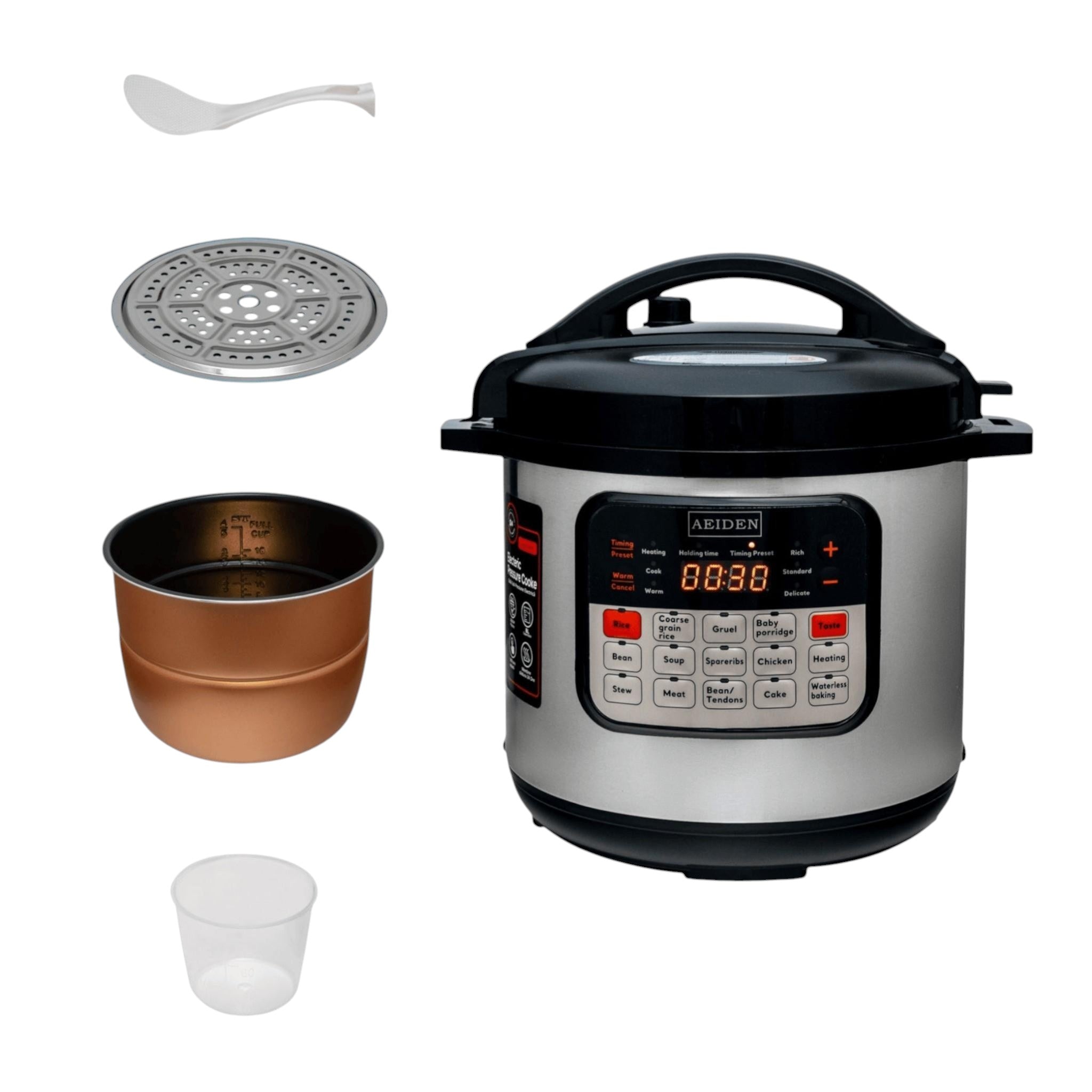 Oala Electrica Sub Presiune 2500W, Capacitate 8L,  9 Programe, Otel Inoxidabil, Vas Antiaderent