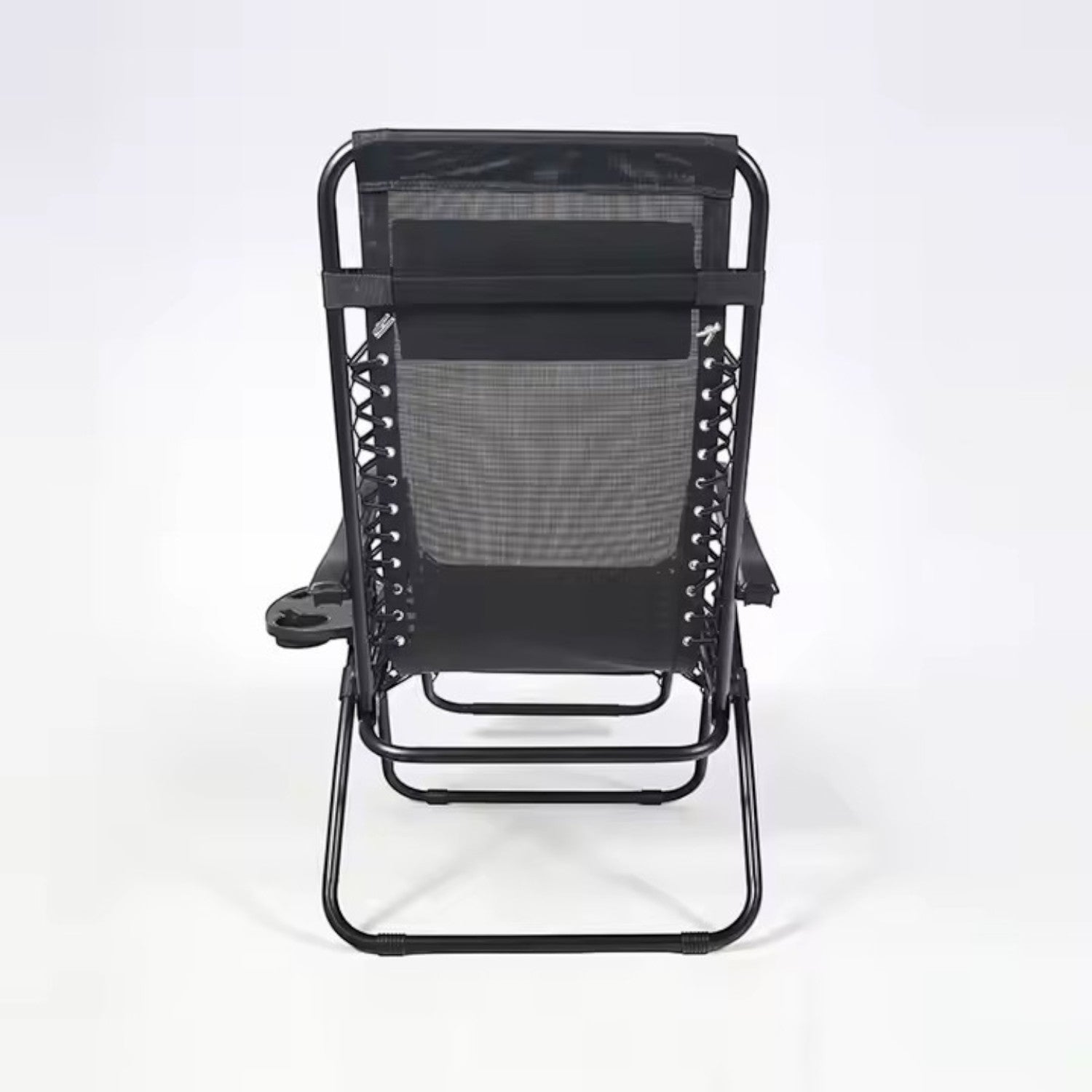 Set 2 Sezlong Scaun Pliabil, Gravitatie Zero, Pentru Terasa, Gradina Sau Plaja , Tetiera, Suport Bauturi, Reglabil, Negru din Textilen, 90x65x110cm