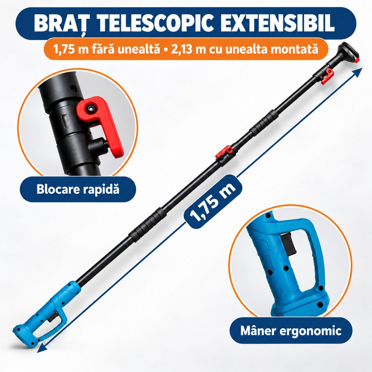 Set Profesional cu Mini-Drujba Si Foarfeca Electrica Cu Brat Telescopic Si 2 Acumulatori 48V