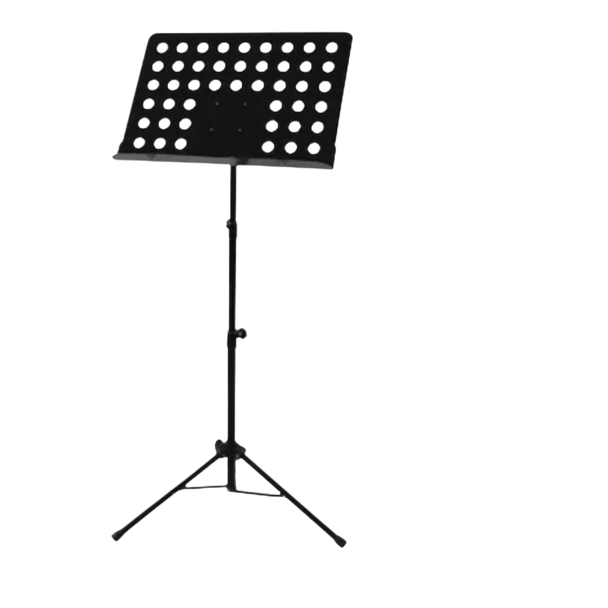 Stativ partitura metalic, inaltime reglabila 69-115 cm, raft perforat, cleme fixare, negru