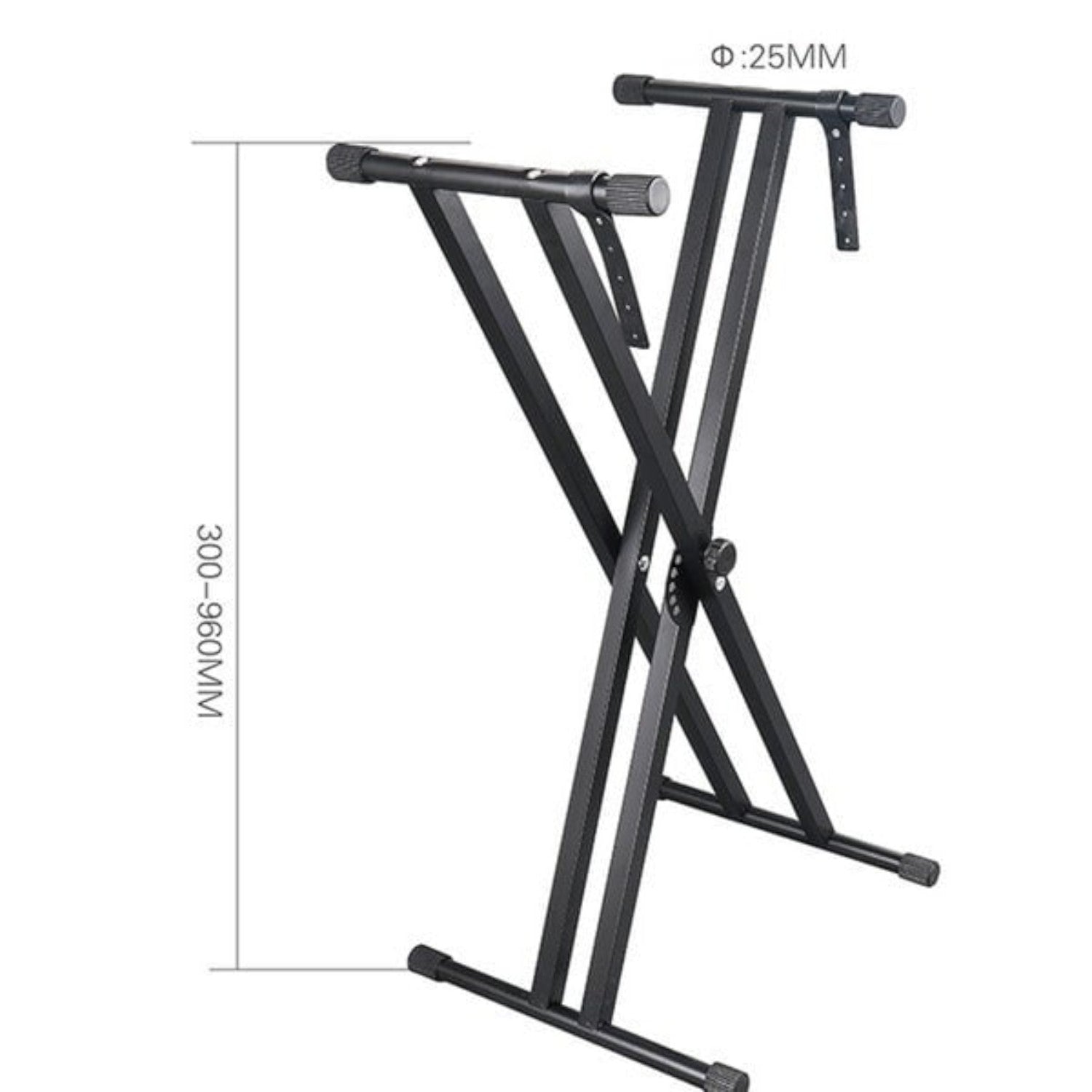 Stativ orga dublu forma X reglabil, 65-100 cm, sarcina maxima 60 kg, antialunecare, 5 trepte, negru
